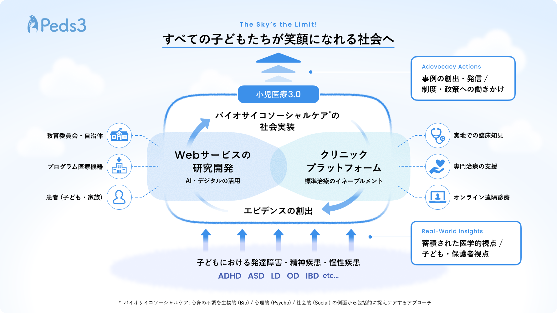 Peds3の目指す未来像：Webサービスの研究開発とクリニックプラットフォームを両輪に、バイオサイコソーシャルケアの社会実装を目指す